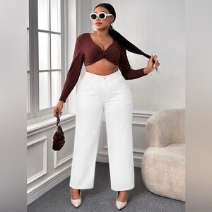 NWOT SXY Plus High Waist Wide Leg Jeans -size 0XL/12 White